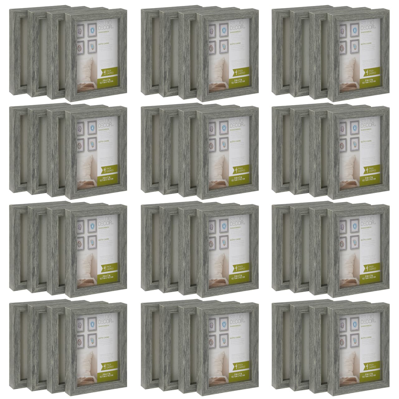 12 Packs: 4 ct. (48 total) Gray 5" x 7" Shadow Box by Studio Décor®
